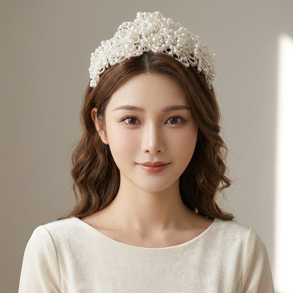 Women'S Formal Wear For Wedding - Pearl Crown Headpiece For Wedding Bridal