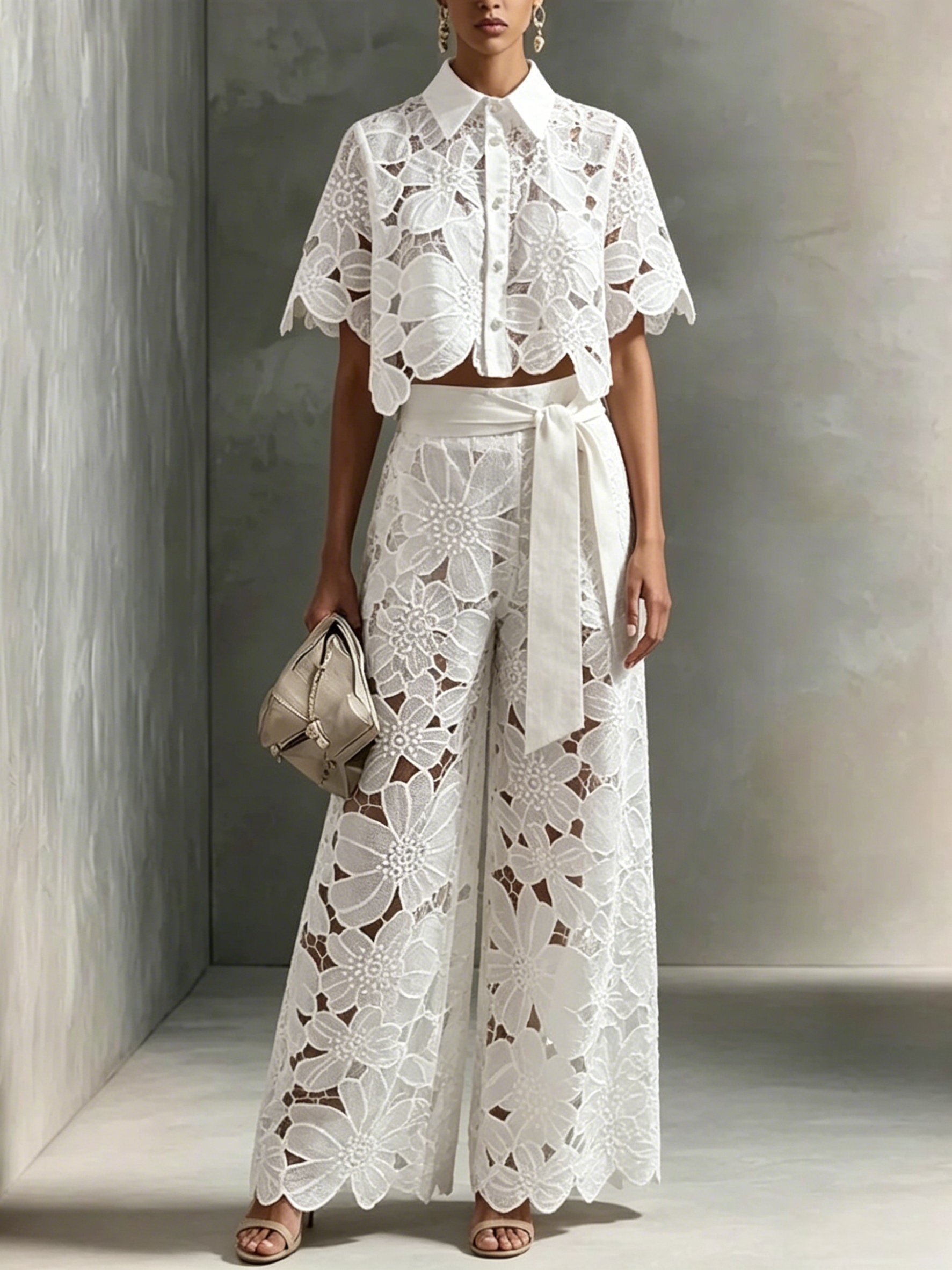 Women Formal Wear Set - Elegant Women's Sets Sexy Lace Hollow