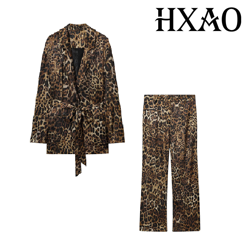 HXAO Leopard Pants Sets 2 Piec - Women Formal Wear Set reseña y precio