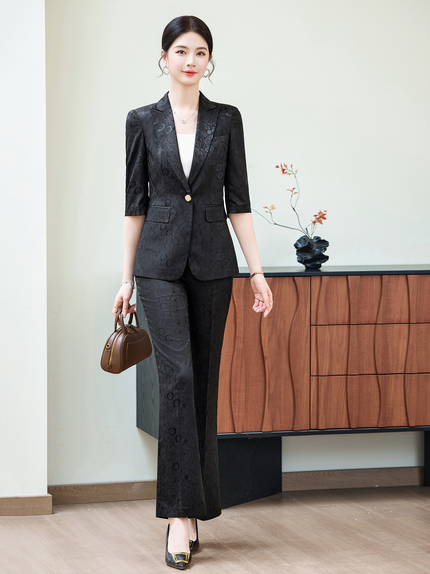Fashion Apricot Half Sleeve Pr - Women Formal Wear Pants reseña y precio