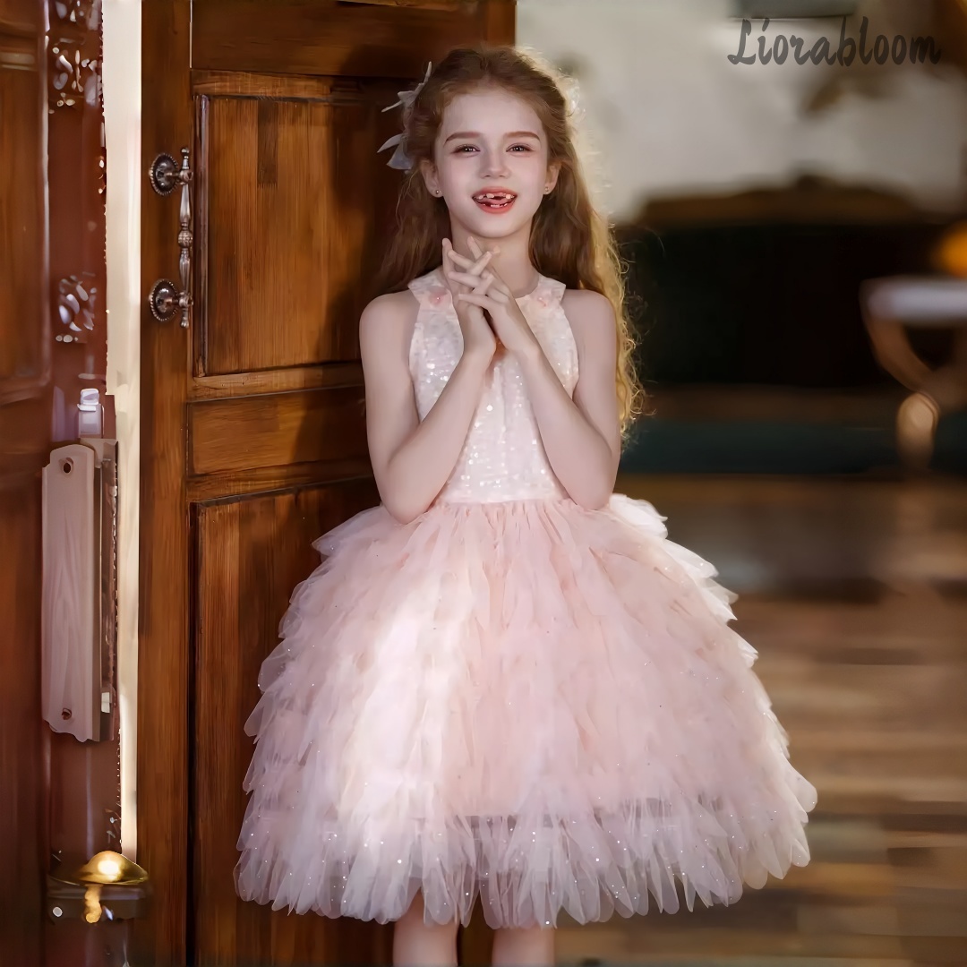 Girls' Pink Halter Dress Flora - Formal Attire Woman reseña y precio