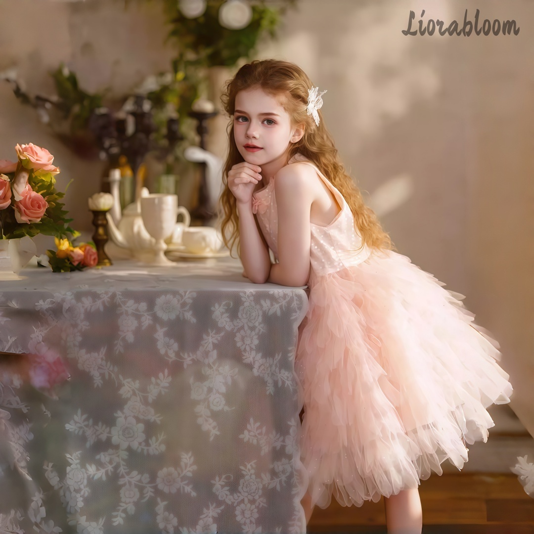Girls' Pink Halter Dress Flora - Formal Attire Woman reseña y precio