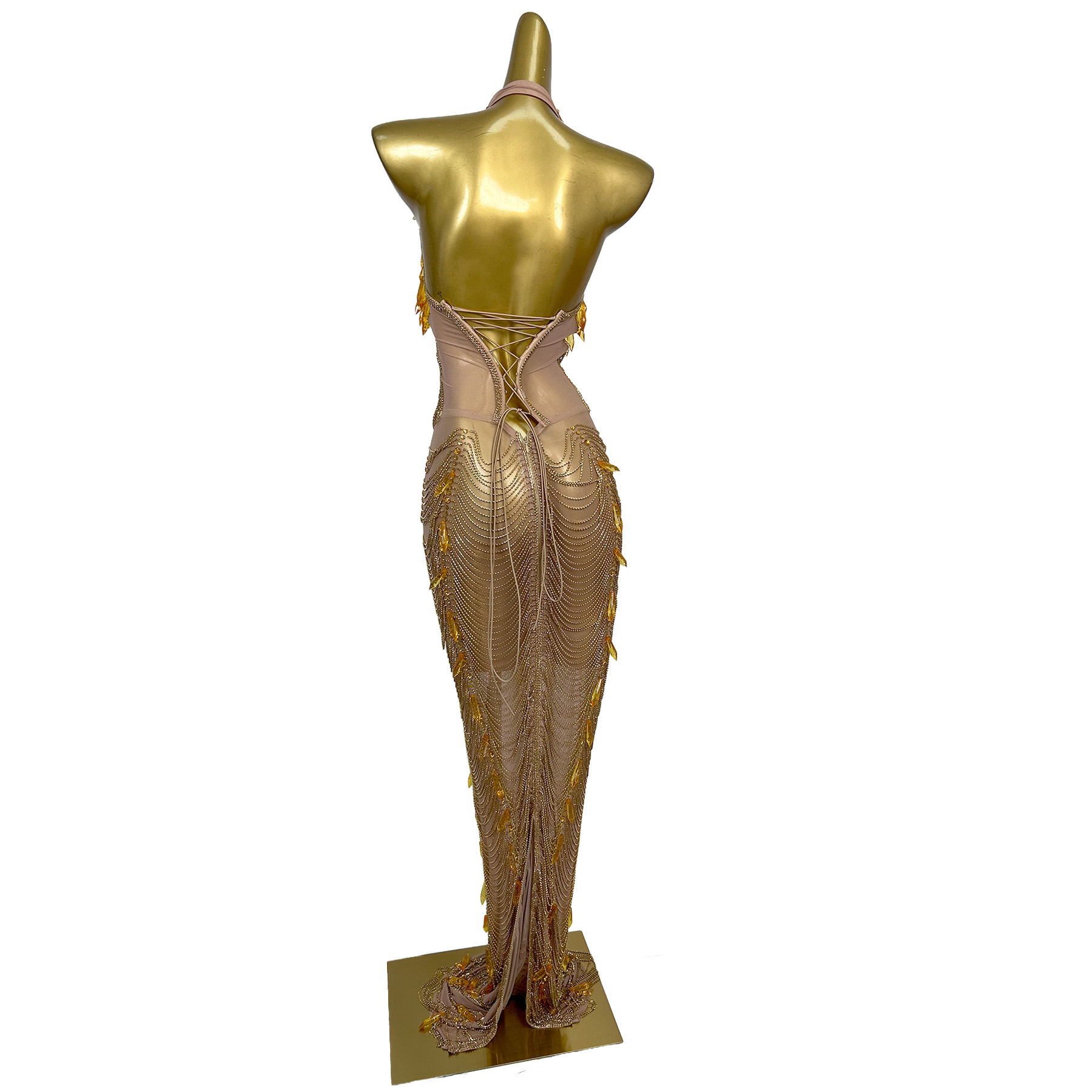 Gold Backless Diamond Tassel E - Women Formal Wear For Plus Size reseña y precio