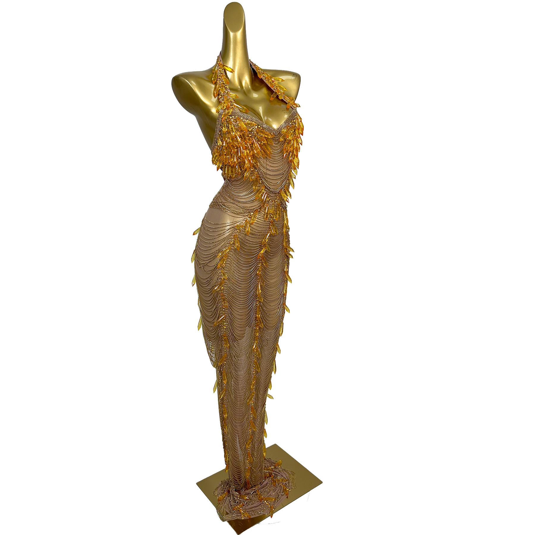Gold Backless Diamond Tassel E - Women Formal Wear For Plus Size reseña y precio