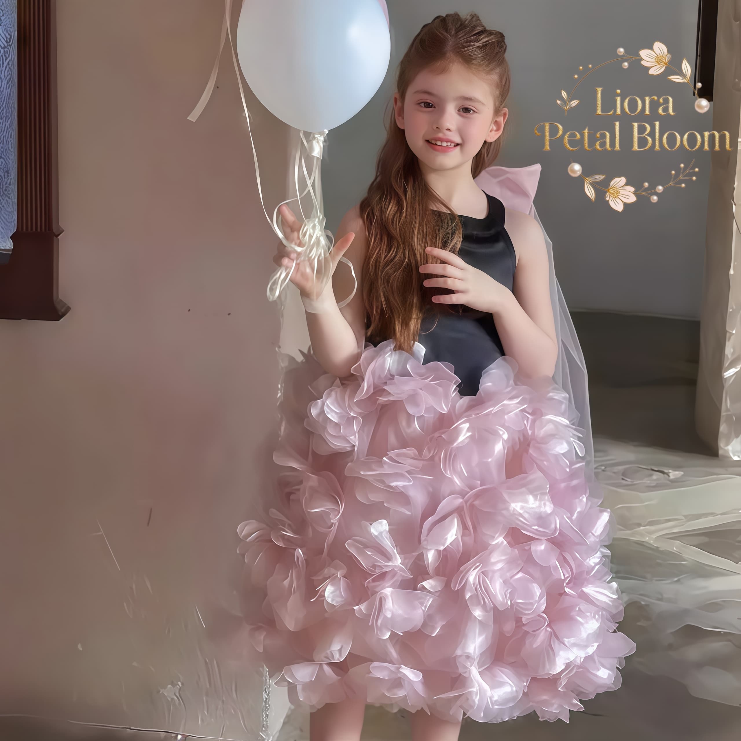 Girls' Black Floral Tulle Dres - Formal Attire Woman reseña y precio