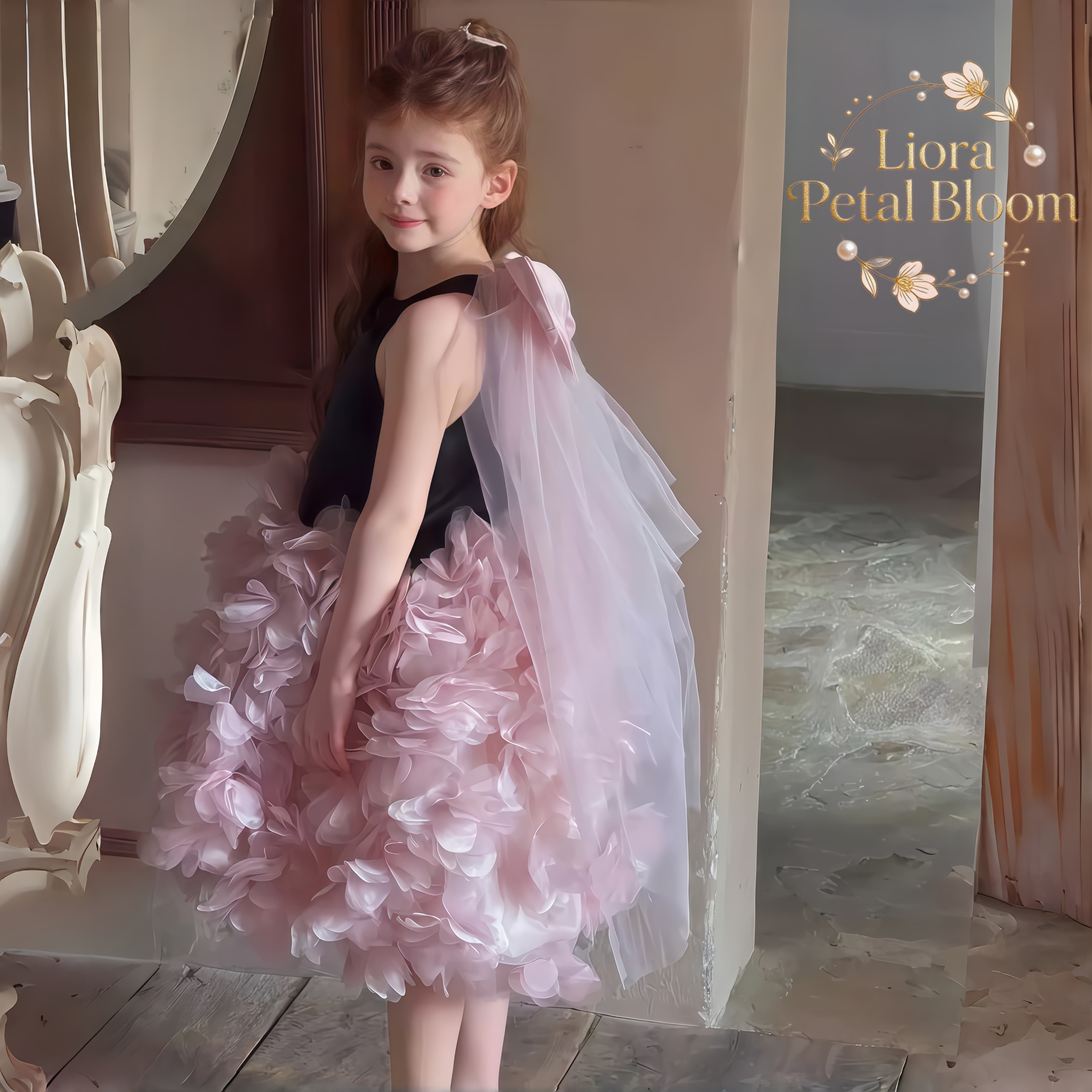 Girls' Black Floral Tulle Dres - Formal Attire Woman reseña y precio