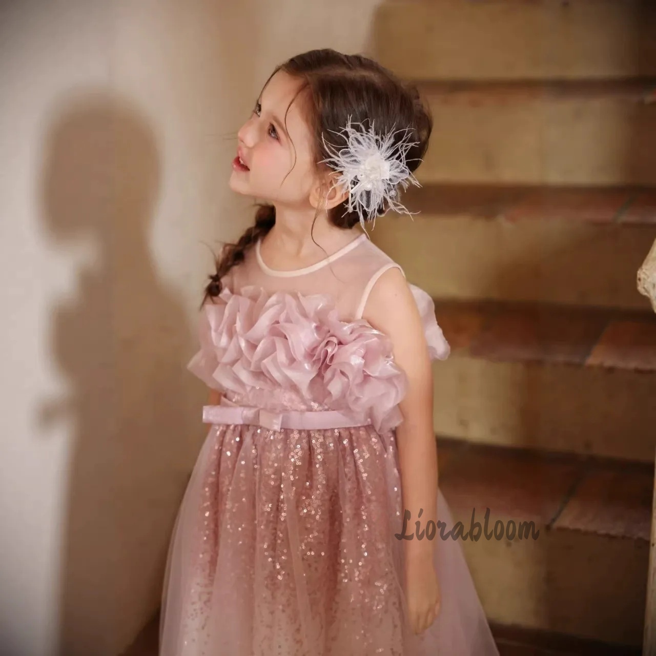 Girls' Pink Wavy Tulle Formal  - Formal Attire Woman reseña y precio