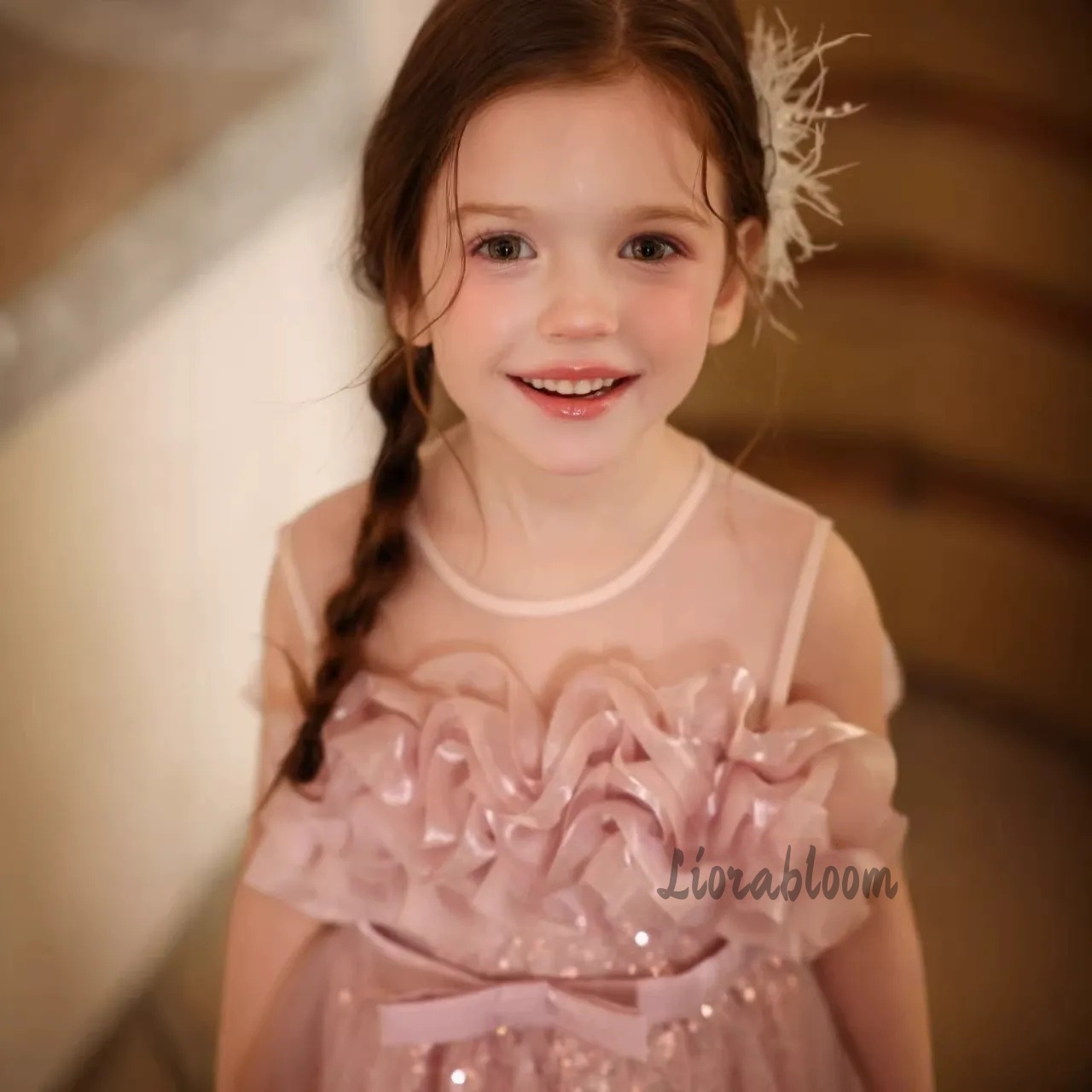 Girls' Pink Wavy Tulle Formal  - Formal Attire Woman reseña y precio