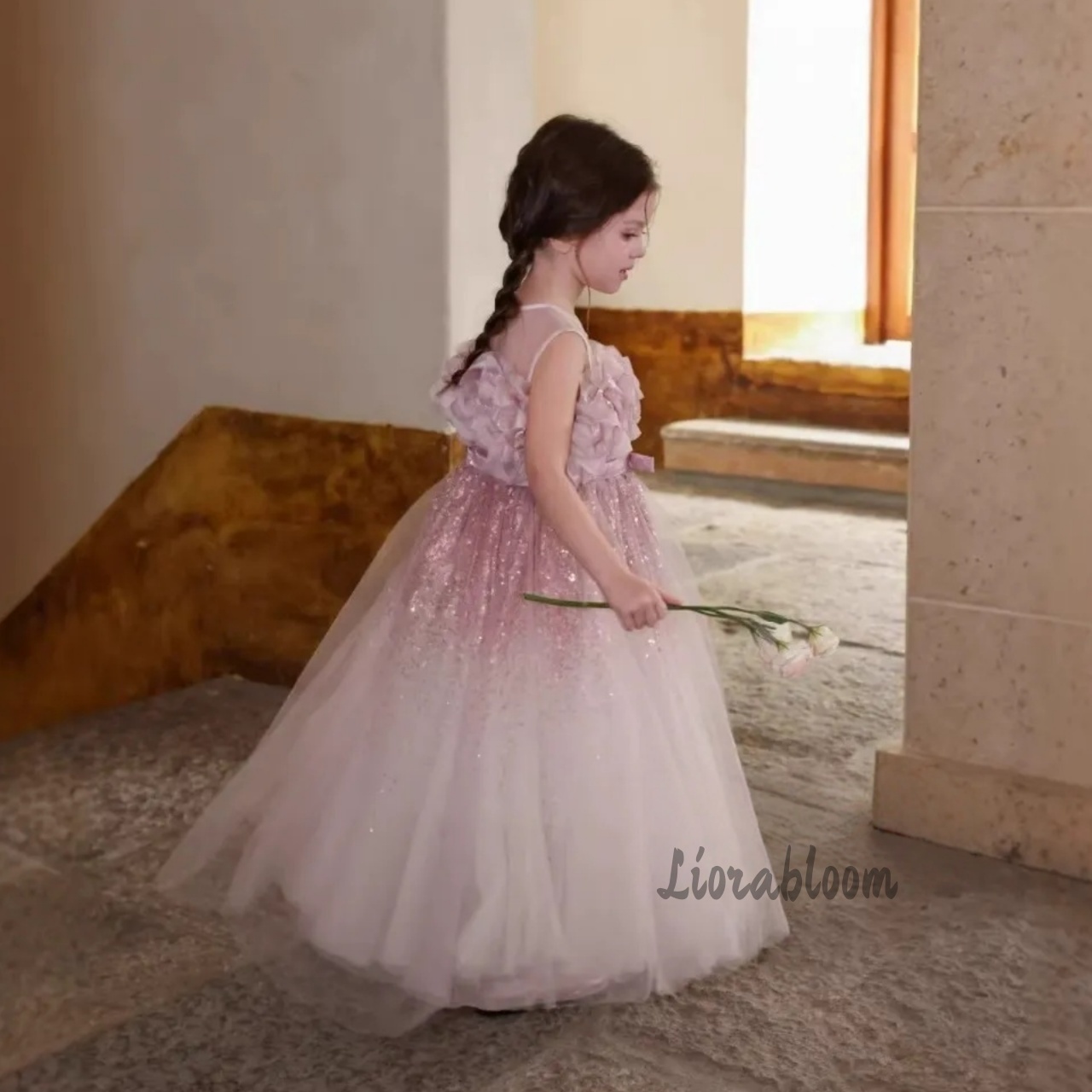 Girls' Pink Wavy Tulle Formal  - Formal Attire Woman reseña y precio