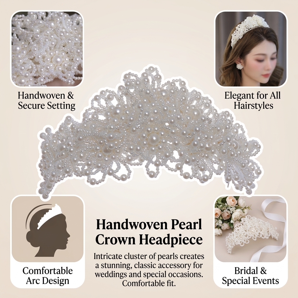 Pearl Crown Headpiece For Wedd - Women'S Formal Wear For Wedding reseña y precio