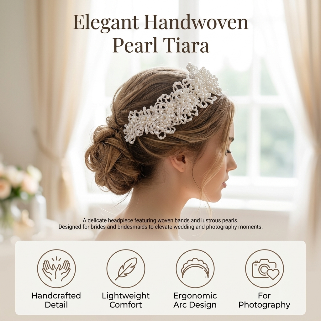 Pearl Crown Headpiece For Wedd - Women'S Formal Wear For Wedding reseña y precio