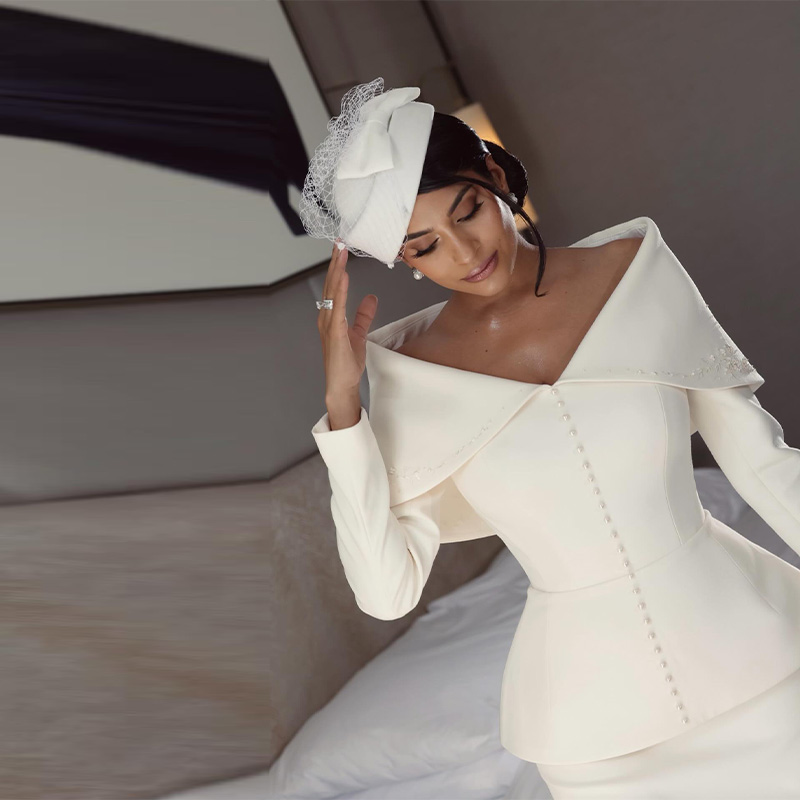 Elegant French White Peplum Tw - Women Formal Wear Set reseña y precio