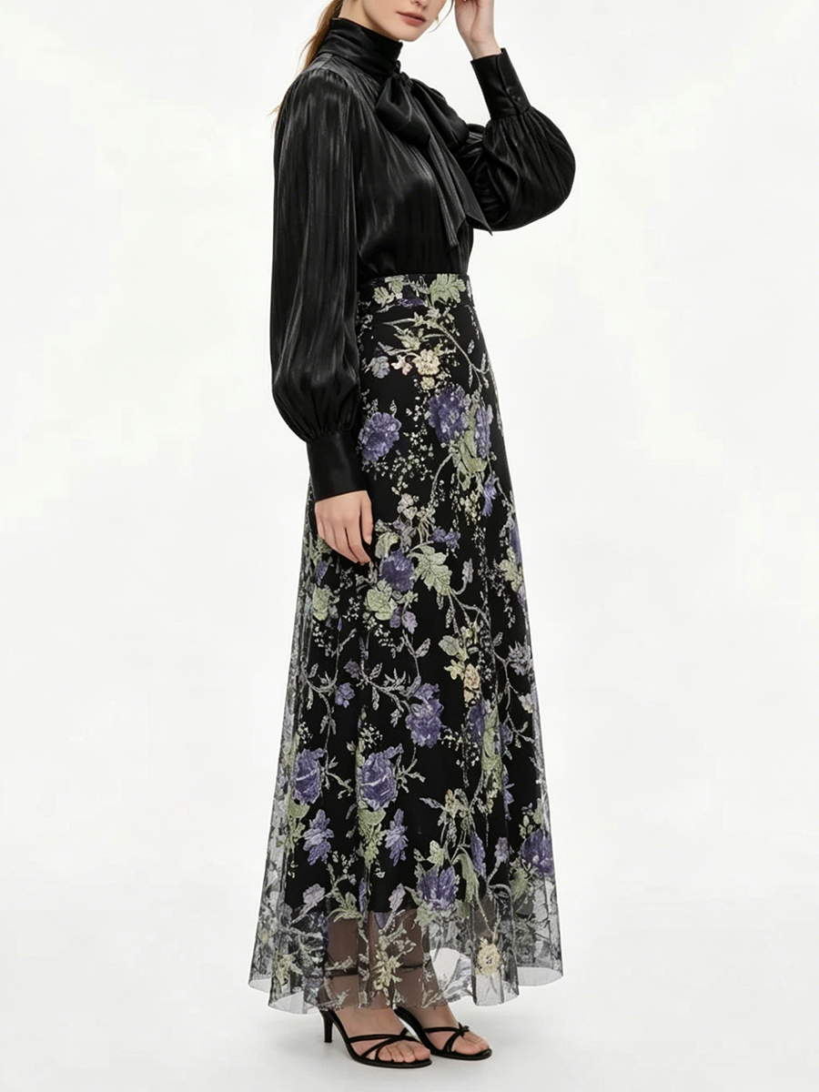VGH Elegant Chic Black Floral  - Women Formal Wear Set reseña y precio