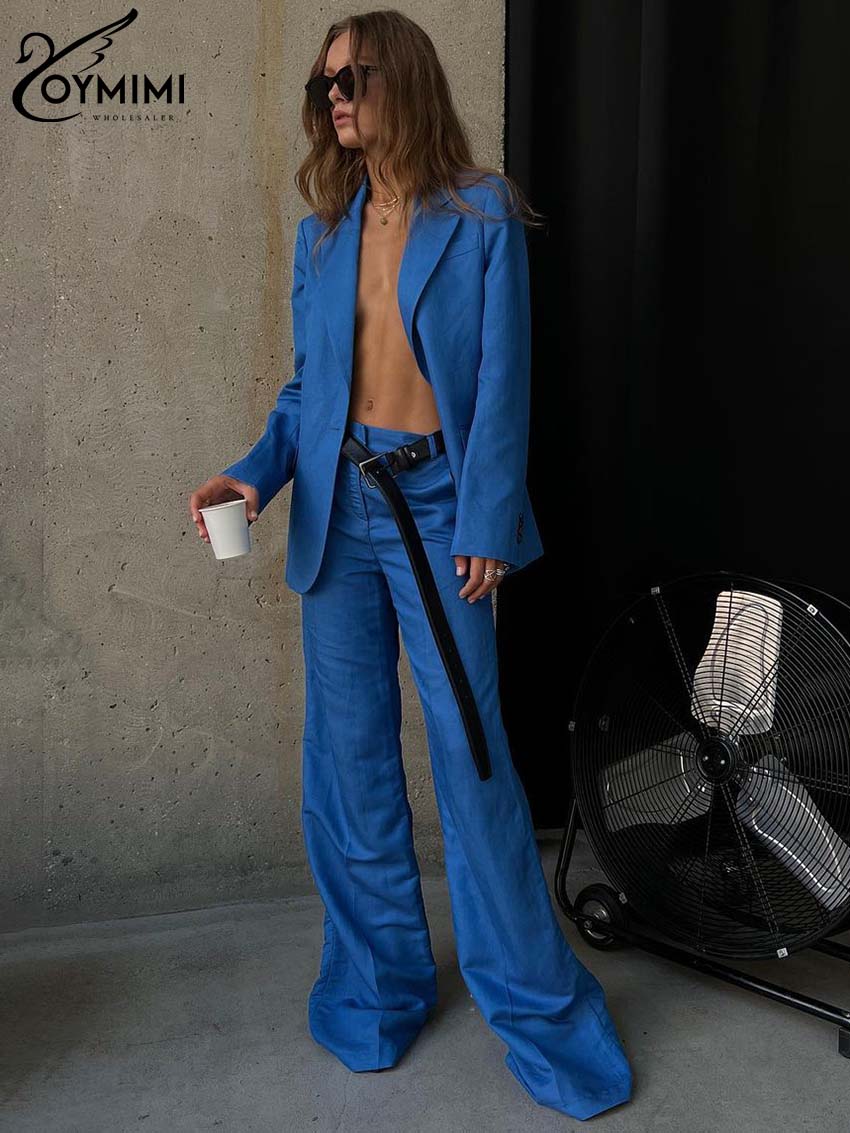 Oymimi Fashion Blue Cotton Set - Women'S Formal Wear Pants reseña y precio