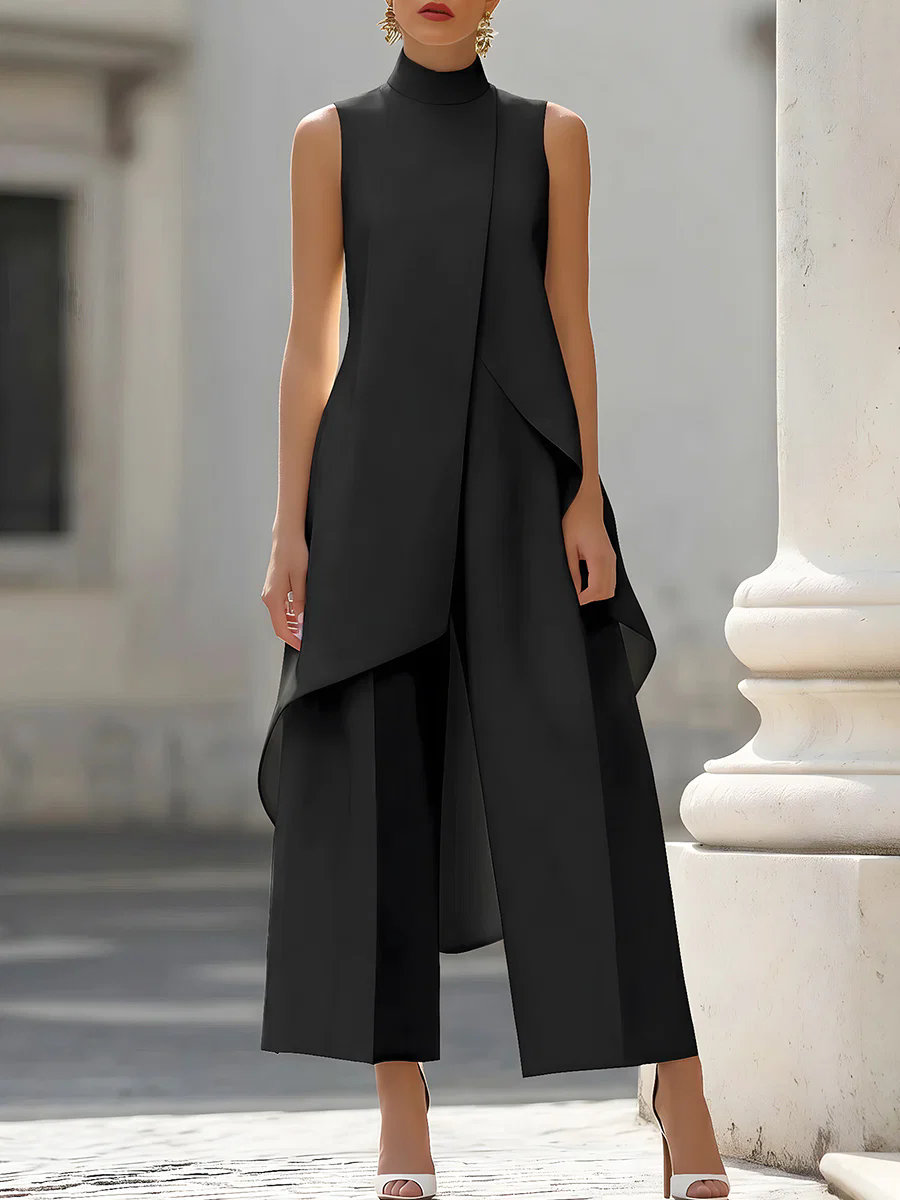Sleeveless High Neck Asymmetri - Women'S Formal Wear Pants reseña y precio