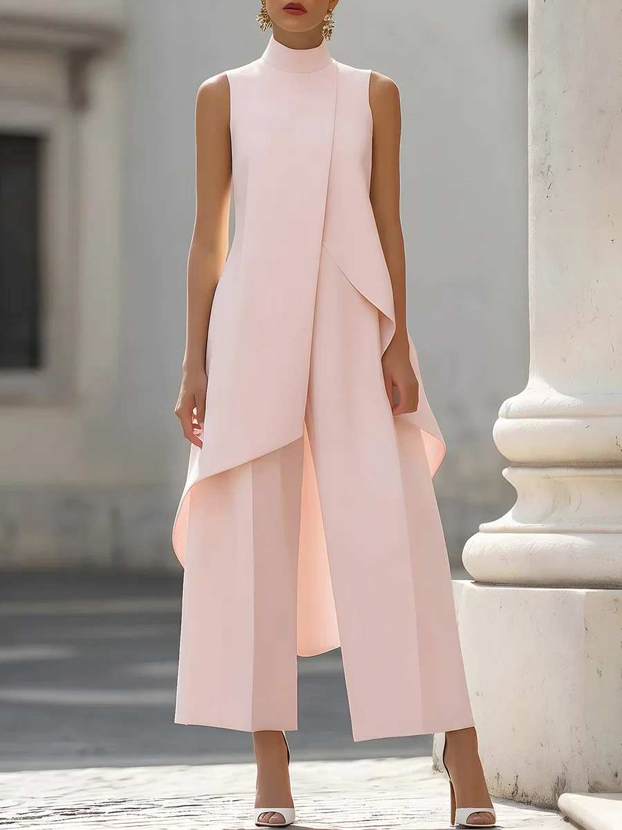 Sleeveless High Neck Asymmetri - Women'S Formal Wear Pants reseña y precio