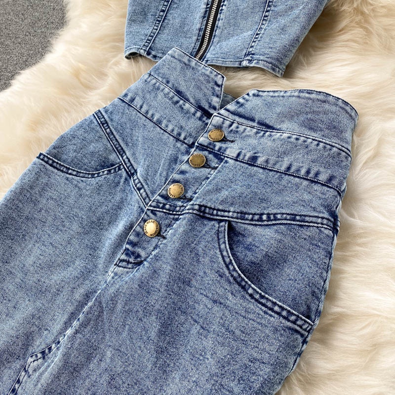 Fashion Denim 2 Piece Sets Wom - Shift Dress Sleeveless reseña y precio