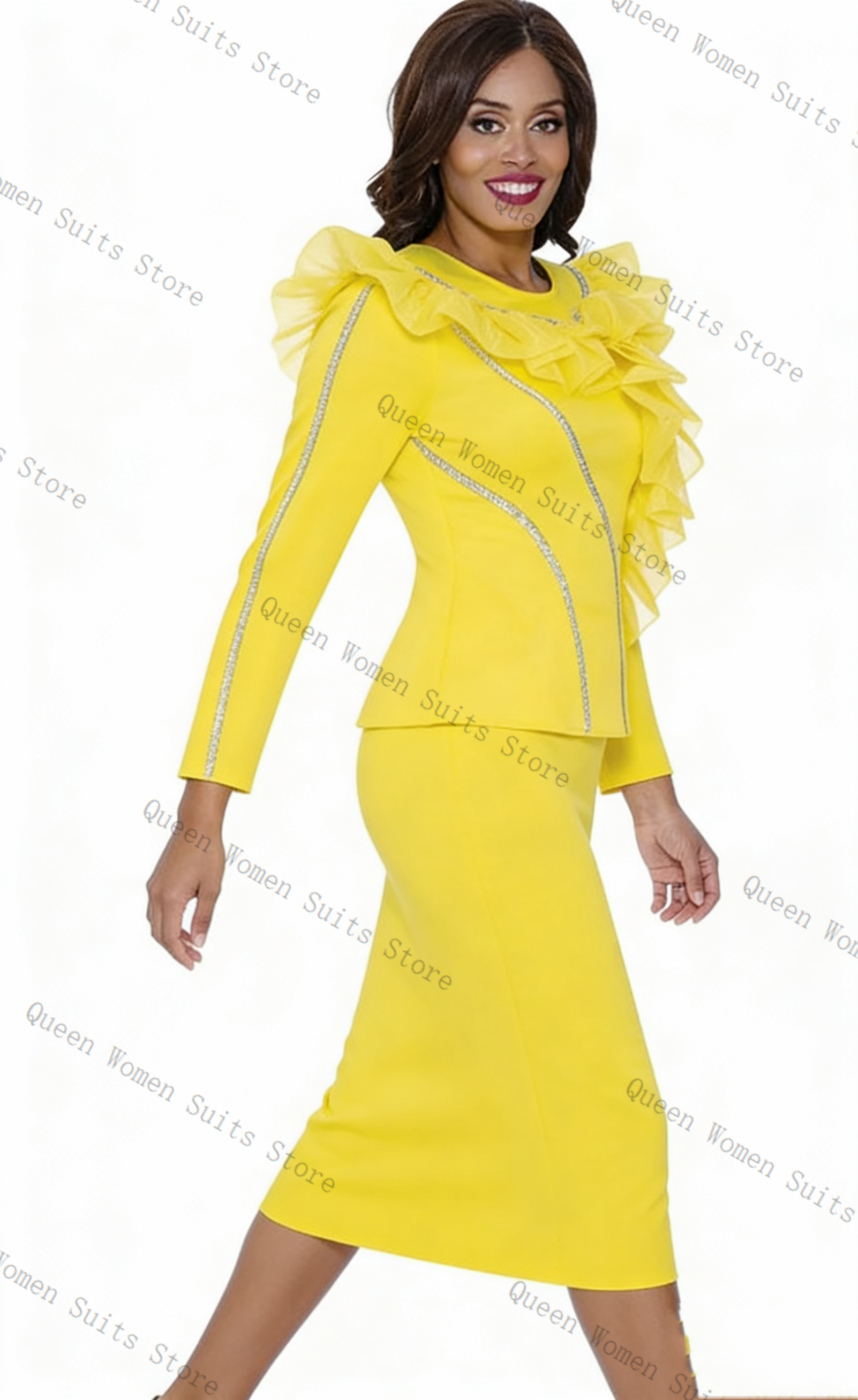 Crystals Yellow Women Suit Ski - Yellow Formal Wear Women reseña y precio