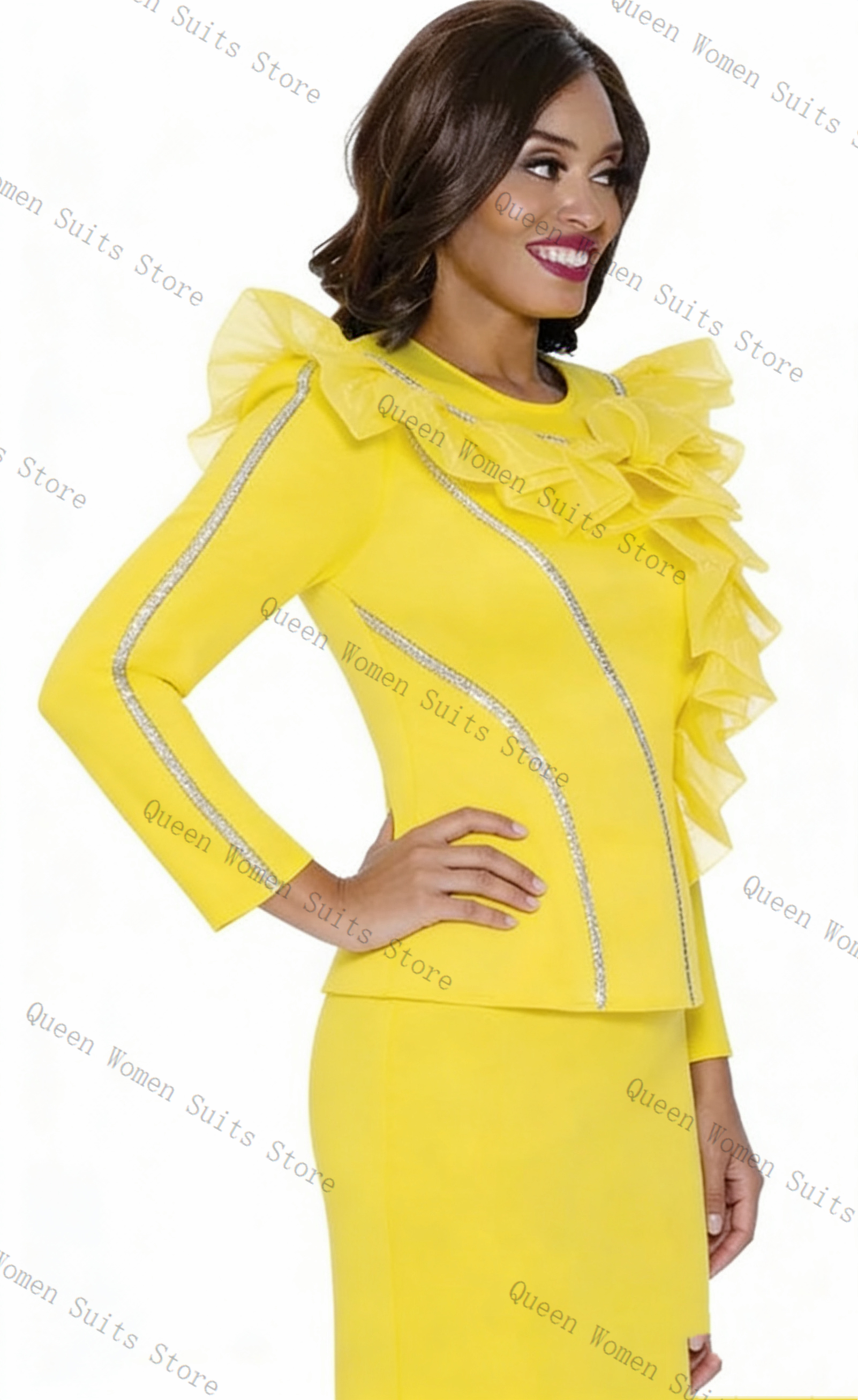 Crystals Yellow Women Suit Ski - Yellow Formal Wear Women reseña y precio