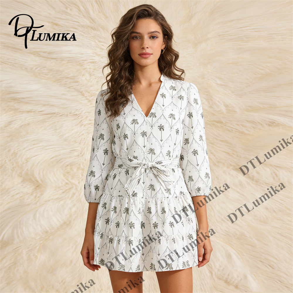 DTLumika Palm Tree Print Wrap  - Women'S Formal Resort Wear reseña y precio