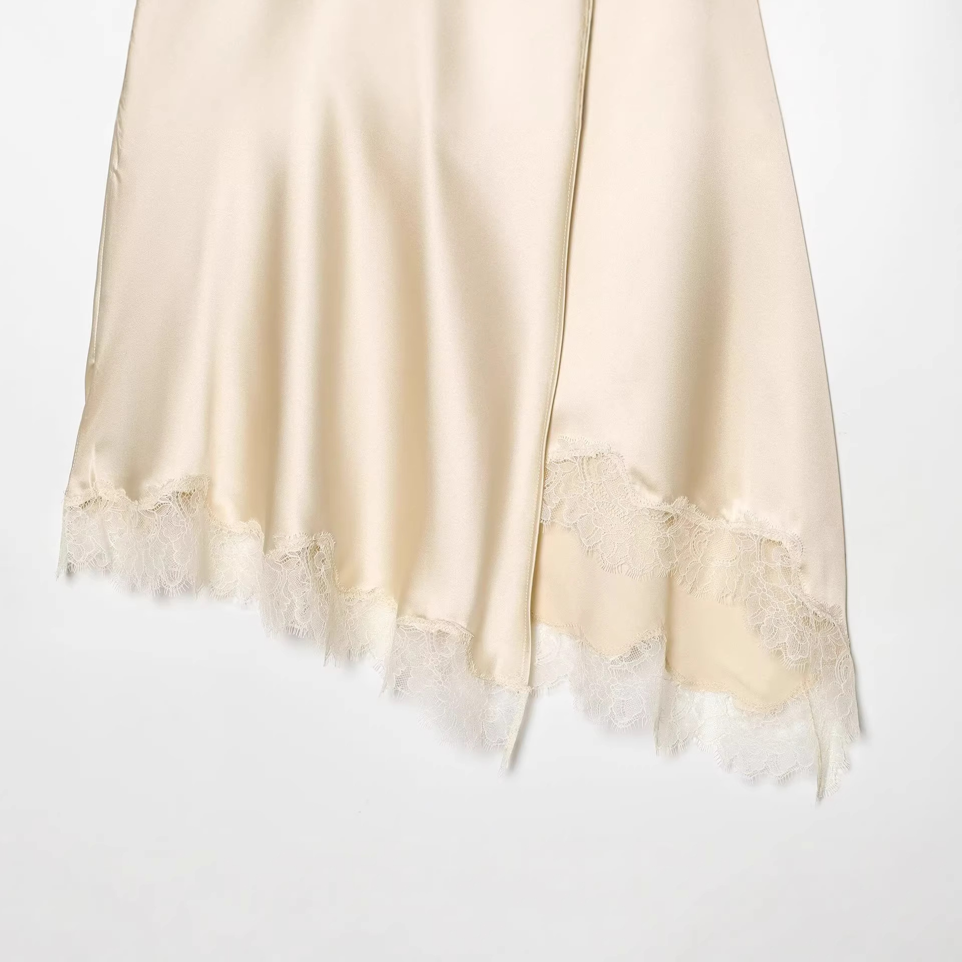 Women's Elegant Satin Lace Hem - Yellow Formal Wear Women reseña y precio